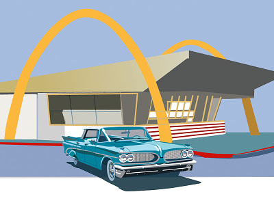 Dinner 1 big mac car. drive in godlen arches mcdonalds restauraunt retro vintage
