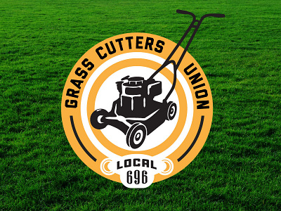 Grass Cutters Union badge grass job landscaping lawncare lawnmower logo summer union