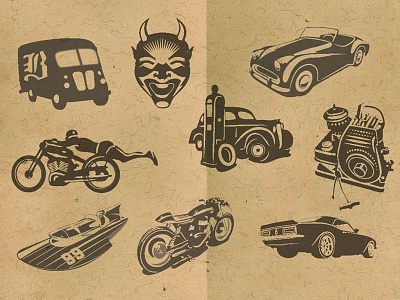 Cran Dingbats 34 R automobile devil camaro car motorcycle van vintage