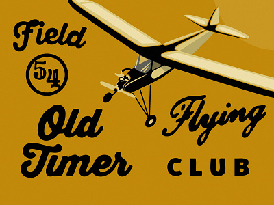 Field 54 Old Timers aviation club model airplane retro script vintage