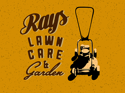 Rays Lawn Care Garden antique lawn care mower retro script shadow vintage