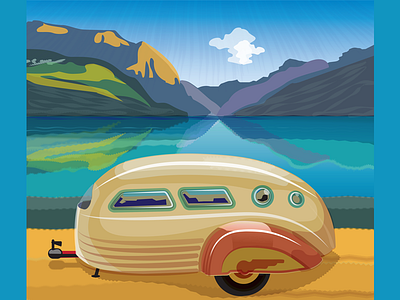 Streamliner Noon At The Lake retro streamliner teardrop trailer vintage