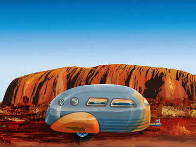 Streamliner At Ayers Rock australia caravan rock teardrop trailer. ayers rock vintage