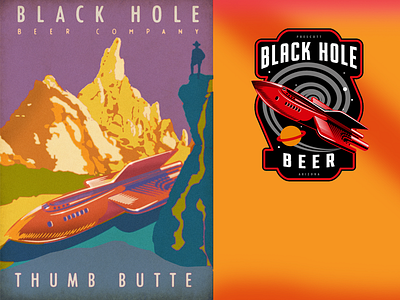 Black Hole Beer Co Poster 2015 arizona beer butte desert mountain prescott rocket science fiction vintage