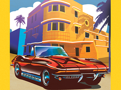 Miami 1967 3pm Tuesday 1967 airbrush car corvette miami motorcycle vintage