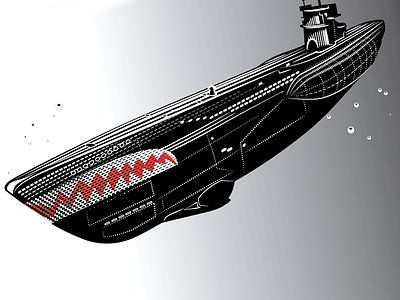 Submarine boat engraving etching marine navy submarine u boat under water ww2
