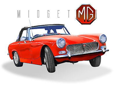 Mg Midget british car illustration mg midget retro sports vintage
