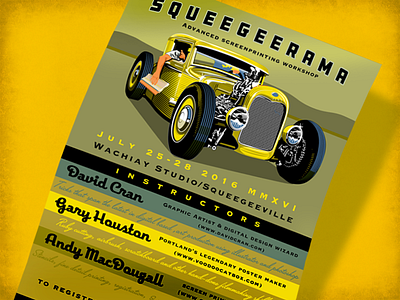 Squeegeerama 2016 car hotrod poster ratrod screen printing squeegee vintage