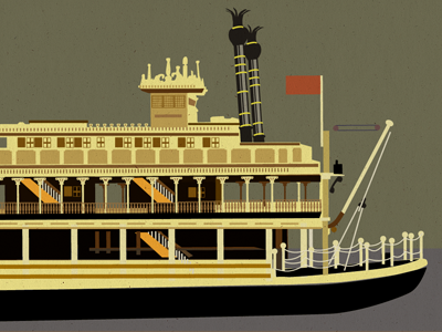 Paddle Wheeler boat illustration paddle retro vintage wheeler