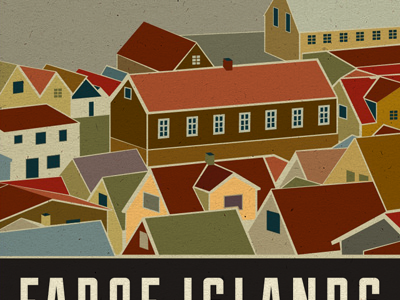 Faroe Islands houses poster retro villiage vintage