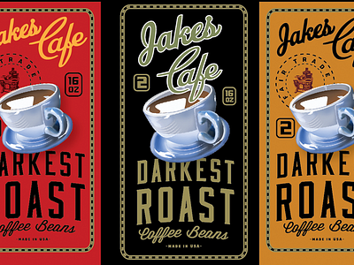 Jakes Coffee Packaging bag cafe coffee label restaurant starbucks stove tea vintage