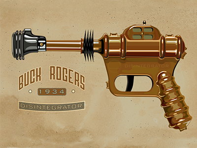 Ray Gun Buck Rogers 1934 Disintegrator 1934 buck copper deco disintegrator gun illustration metal ray raygun retro rogers vector vintage
