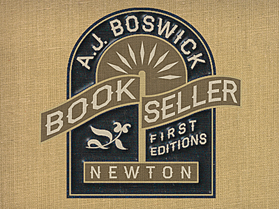 Aj Boswick Book Seller book embossed logo look texture vintage