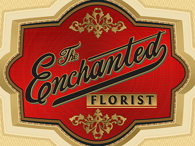 The Enchanted Florist florist foil label logo look script sticker vintage