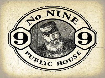 No. Nine Public Mono logo engraving house logo public retro vintage