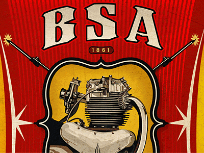 BSA Motorcycles Screen Printed Poster british bsa color illustration motorcycle poster retro rifle spot vintage