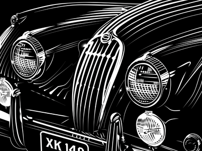 Jaguar Xk 140 ale automobile beer bottle car. drawing diving helmet illustration jaguar label lines packaging retro vintage