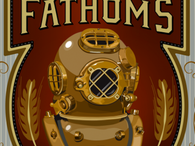 Five Fathoms Porter Ale ale beer bottle diving helmet illustration label packaging porter retro vintage