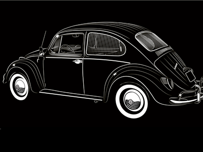 VW Beetle Bug automobile beetle bug car. lines vw
