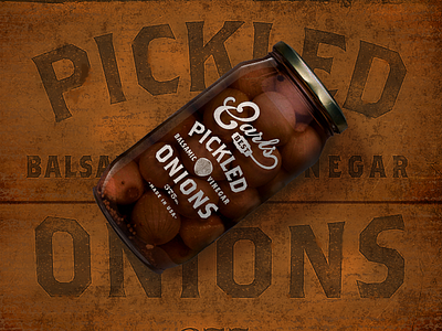 Earls Best Balsamic Pickled Onions jar label logo old onions packaging pickled retro style vintage