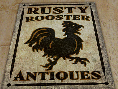 Rusty Rooster Sign antiques logo retro rooster sign vintage