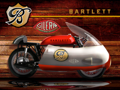 Bartlett Racing gilera illustration motorcycle racing vinage