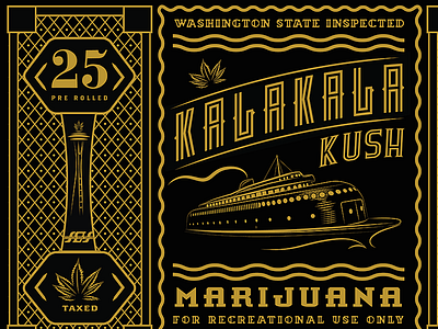 Kalakala Kush Label illustration kalakala kush label line art marijuana packaging
