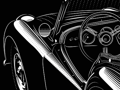 Triumph Tr3 Sm black british sports car illustration line drawing tr3 triumph