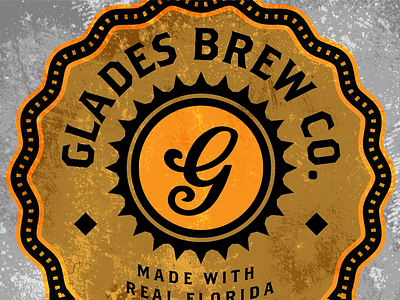 Glades Brew Company Label beer brewery label logo orange retro script vintage