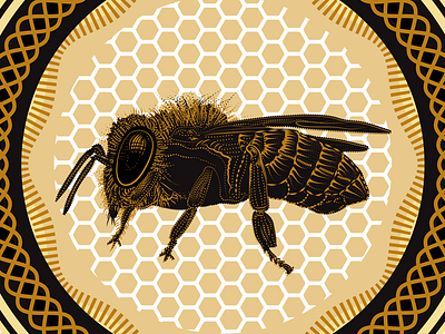 Honey Bee apothecary balm bee beeswax coin honey illustration lip logo packaging retro vintage