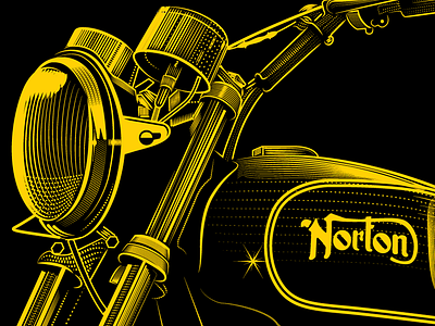 Norton Commando 750 british commando drawing engraving illustration lines motorcycle norton vintage