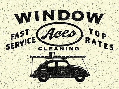 Aces Window Service beetle car logo retro texture vintage volkswagen vw