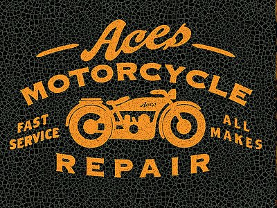 Aces Motorcycle Repair 2 cracks logo motorcycle retro script t shirt tecture vintage