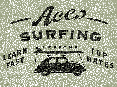 Aces Surfing Lessons aces beetle logo surfing vintage vw