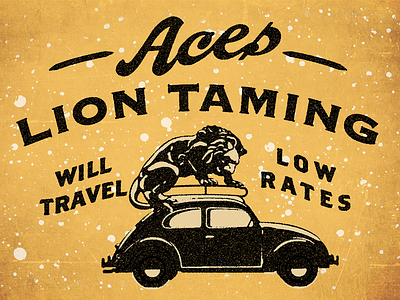 Aces Lion Taming beetle illustration lion logo taming texture vintage vw