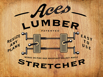 Aces Lumber Stretcher 1 aces illustration logo lumber retro script stretcher tool vintage