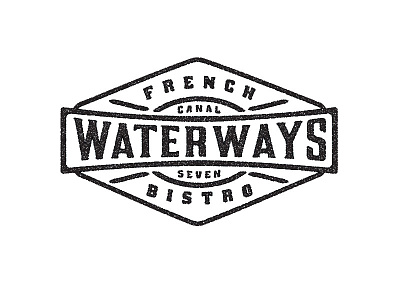Waterways French Bistro 3 gold logo money rowing boathouse branding restaurant retro vintage