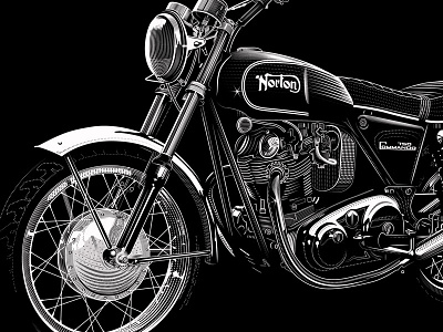 Norton Commando Complete british engraving illustration lines motorcycle norton retro vintage