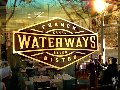 Waterways French Bistro design french graphic image logo restaurant retro vintage window