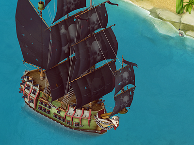 Ahoy! city builder game isometry pirate ship
