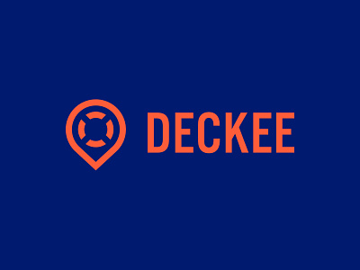 Deckee Rebrand app boating brand identity branding brandmark deckee icon life preserver life saver logo map marker navy newcastle orange safety sailing startup symbol water wordmark