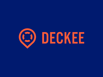 Deckee Rebrand app boating brand identity branding brandmark deckee icon life preserver life saver logo map marker navy newcastle orange safety sailing startup symbol water wordmark