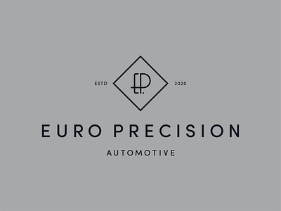 Euro Precision Automotive Logo art deco automotive brand identity branding brandmark diamond e elegant grey high end icon line logo logo design logodesign mechanic monogram p symbol workshop