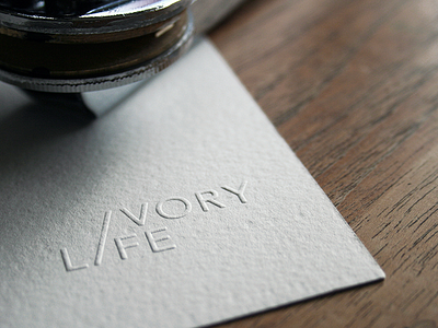 Ivory Life brand branding emboss identity logo paper photo press stamp type typography wood