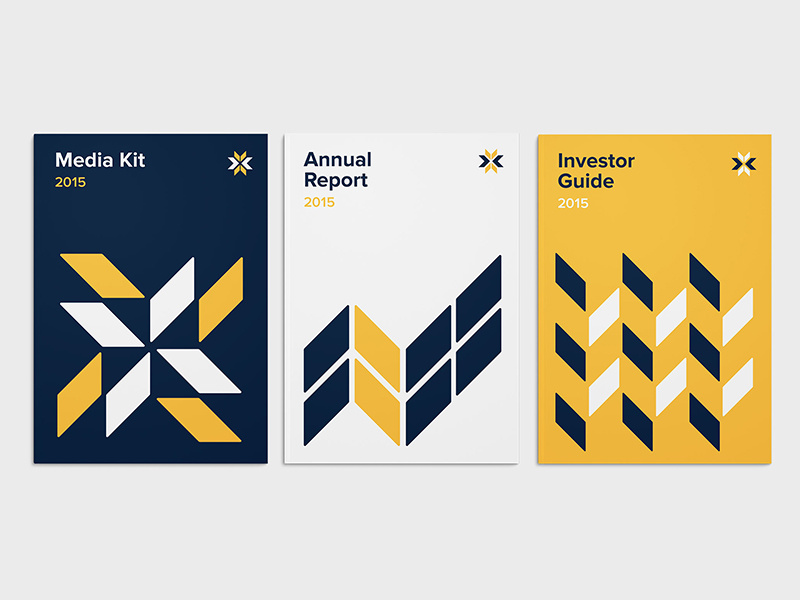 Tribogenics Brochure Design brand identity brand branding logo navy yellow bold cover start-up startup print design brochure