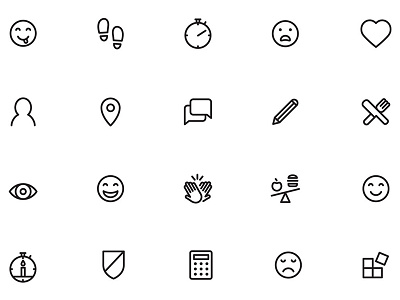 Ritualize Icons calculator eye face hands heart icons logo map marker pencil smile ui web design