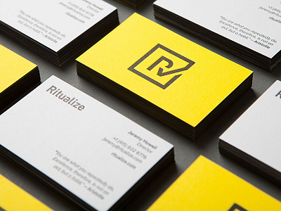 Ritualize Business Cards branding brandmark business card check box colorplan icon letter letterpress logo r tick