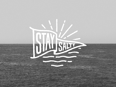 Stay Salty Brandmark app brandmark flag hand drawn logo low fi sun surf surfing water waves wordmark