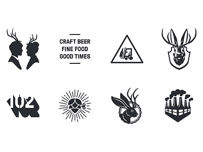 Hop Factory Graphics bar beer cafe craft beer factory food graphics icon icons jackalope rabbit set