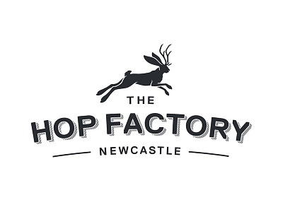 The Hop Factory Logo animal antlers bar beer brandmark cafe hop jackelope logo newcastle rabbit restaurant